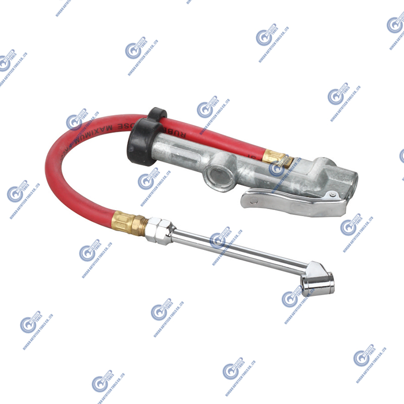 TG-27 däckinflatationsmätare med dubbel huvudluft Chuck 15 ”Air Slange 10-160 PSI